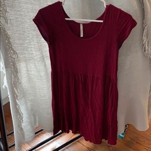 Maroon short sleeve skater dress